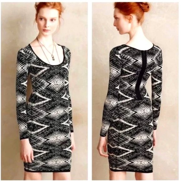 Plenty by TRACY REESE Felicity Jacquard Knit Dress in Ivory/Black XS - Picture 4 of 12